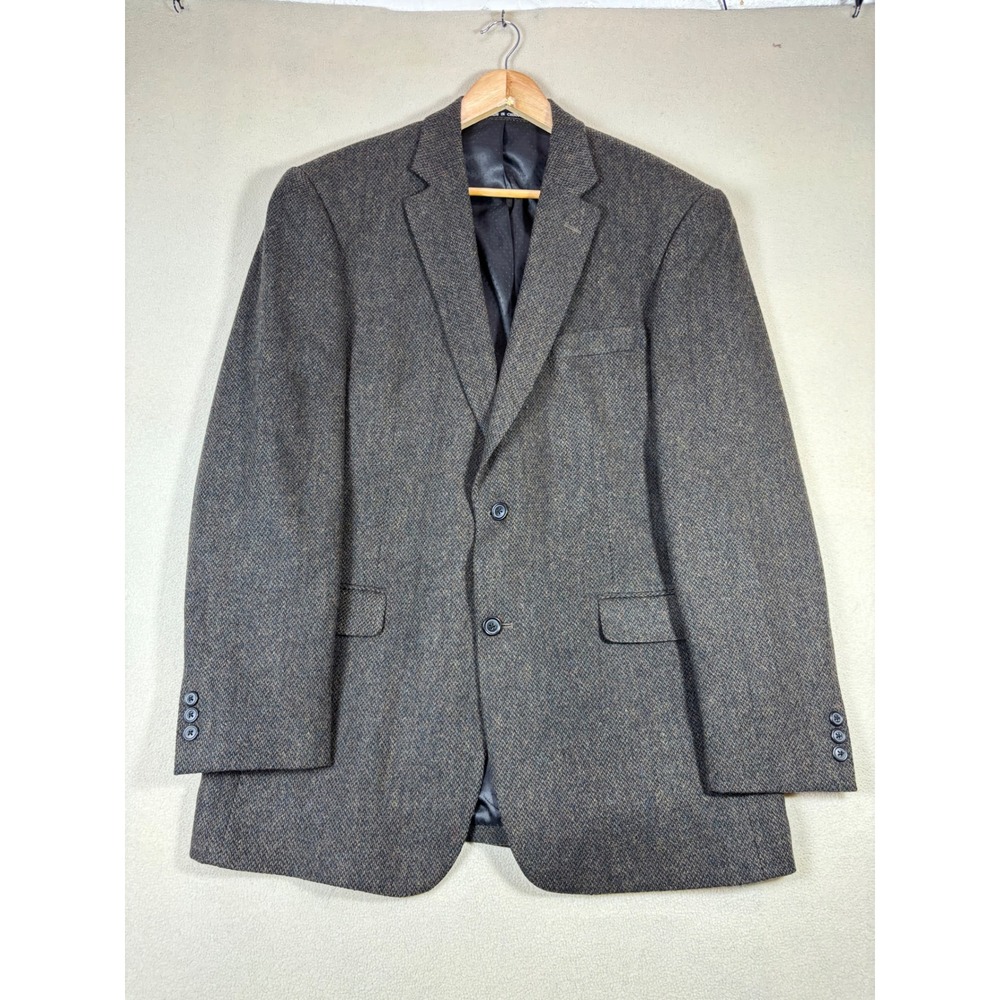 Bachrach Mens 42L Brown Tweed 100% Wool Two Button Blazer‎ Sport Coat Jacket